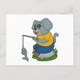 Hundefischen Angler Angelrute Postkarte