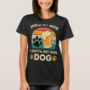 Hundefreund halt mein Bier, Vintage-Sonnenuntergan T-Shirt