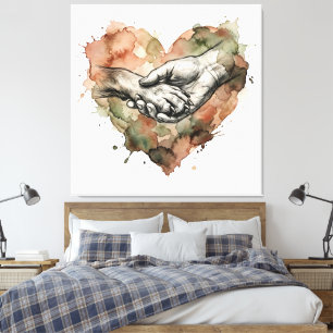Hundefreund Mensch-Tier-Bindung Aquarell-Herz Leinwanddruck