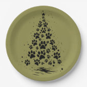 Hundefreund Pfotenabdruck Weihnachtsbaum 3 Pappteller (Vorderseite)