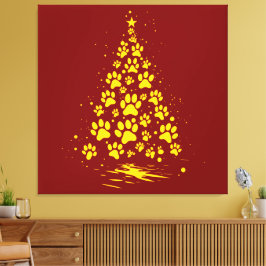Hundefreund Pfotenabdruck Weihnachtsbaum 4 Leinwanddruck