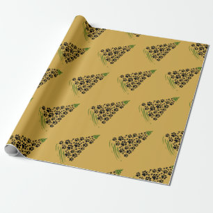 Hundefreund Pfotenabdruck Weihnachtsbaum 6 Geschenkpapier