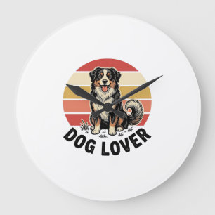 Hundefreund Vintage Gravur Süßer Hund Sonnenunterg Große Wanduhr