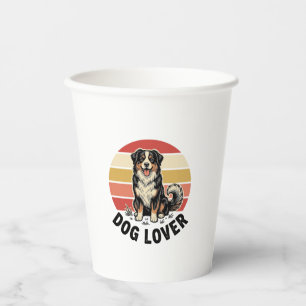 Hundefreund Vintage Gravur Süßer Hund Sonnenunterg Pappbecher