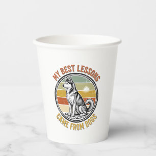 Hundefreund Vintage-Shirt mit weiser Husky-Prägung Pappbecher