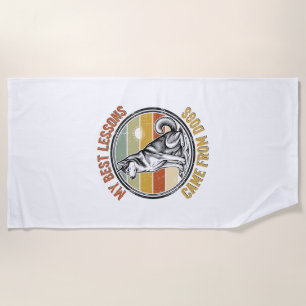 Hundefreund Vintage-Shirt mit weiser Husky-Prägung Strandtuch