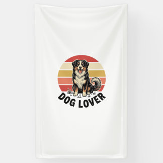 Hundefreund Vintage-Stich Cuter Hund Sonnenunterga Banner