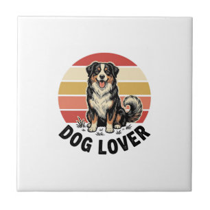 Hundefreund Vintage-Stich Cuter Hund Sonnenunterga Fliese