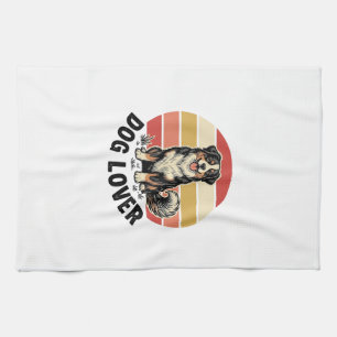 Hundefreund Vintage-Stich Cuter Hund Sonnenunterga Geschirrtuch