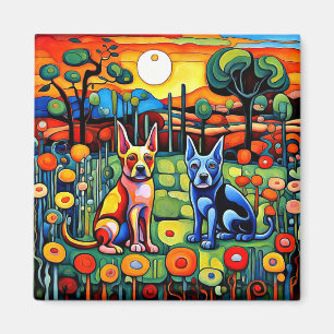 Hundefreunde im Garten 1 Magnet