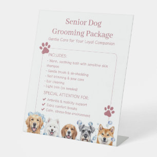 Hundefrisör für ältere Hunde Tierpflege für ältere Sockelschild