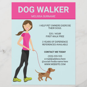 Hundeführerin mit einer braunen Hund-Illustration Flyer