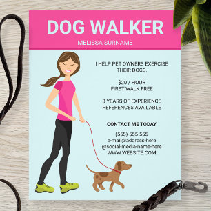 Hundeführerin mit einer braunen Hund-Illustration Flyer