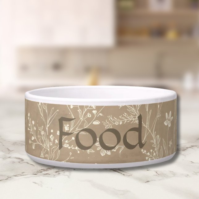 Hundefutter-Schüssel - Braune Botanik, Personalisi Napf (Personalized Brown Botanical Pet Food Bowl)