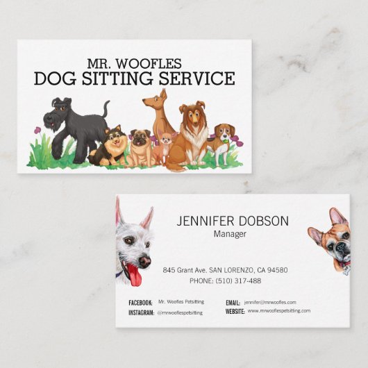 Hundefütterung Wasserfarbe Visitenkarte (Vorne/Hinten)