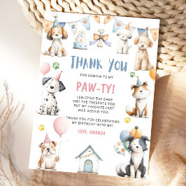 Hundegeburtstagsfeier Welpen Pawty Geburtstag Dankeskarte