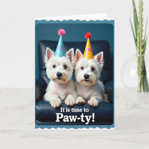 Hundegeburtstagskarte im Party-Design Karte