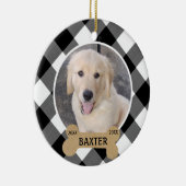 Hundegedankenwahre | B&W Buffalo Karo Keramik Ornament (Rechts)