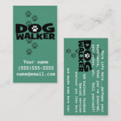 Hundegehen. Hundewanderer-Visitenkarte. aquamarin Visitenkarte (Vorne/Hinten)