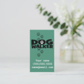 Hundegehen. Hundewanderer-Visitenkarte. aquamarin Visitenkarte (Stehend Vorderseite)