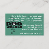 Hundegehen. Hundewanderer-Visitenkarte. aquamarin Visitenkarte (Rückseite)