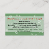 Hundegehender Hundewanderer-Trainingmännlicher Visitenkarte (Rückseite)