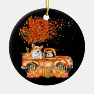 Hundegeschenk | Corgi Dog Pumpkins Keramik Ornament