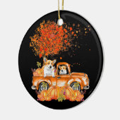 Hundegeschenk | Corgi Dog Pumpkins Keramik Ornament (Links)