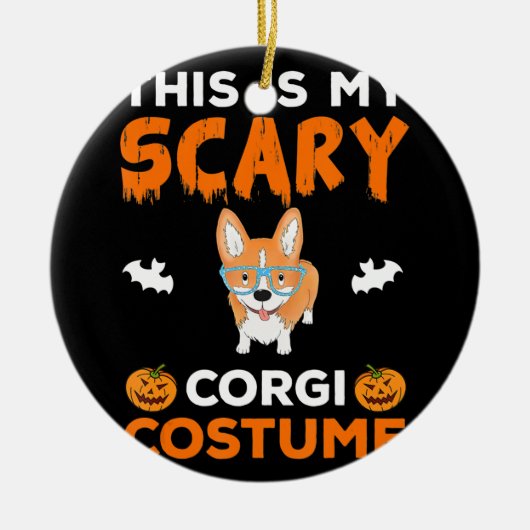 Hundegeschenk | Corgi-Kostüm Funny dog Halloween Keramik Ornament (Vorne)