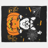 Hundegeschenk | Corgi Pumpkin Funny Halloween Cost Fleecedecke (Vorderseite (Horizontal))