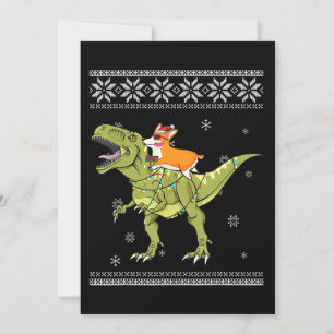 Hundegeschenk   Corgi Reitet T Rex Dinosaurier Wei Einladung