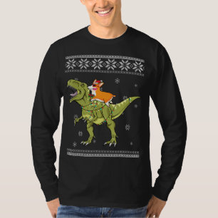 Hundegeschenk Corgi Riding T Rex Dinosaurier Wei T-Shirt