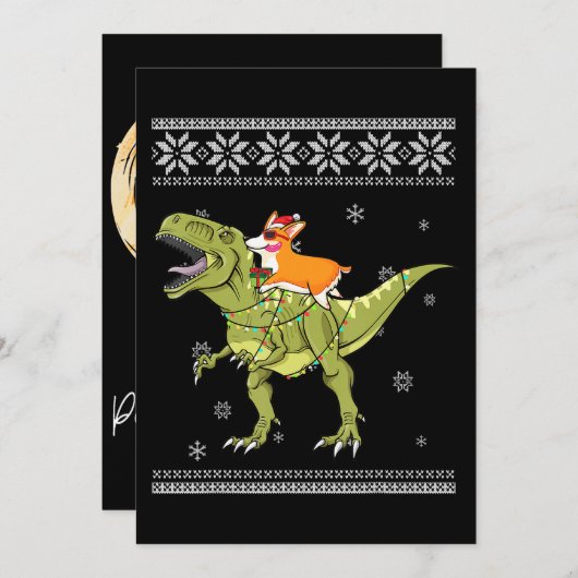 Hundegeschenk| Corgi Riding T Rex Dinosaurier Weih Einladung (Vorne/Hinten)