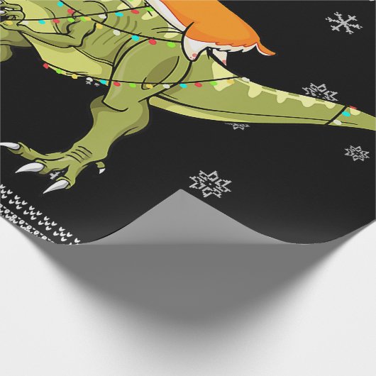 Hundegeschenk| Corgi Riding T Rex Dinosaurier Weih Geschenkpapier (Ecke)
