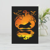 Hundegeschenk | Corgi Silhouette Pumpkin Halloween Einladung (Stehend Vorderseite)