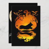 Hundegeschenk | Corgi Silhouette Pumpkin Halloween Einladung (Vorne/Hinten)