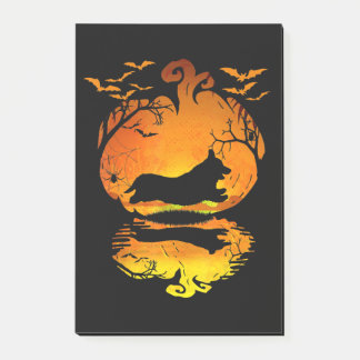 Hundegeschenk | Corgi Silhouette Pumpkin Halloween Post-it Klebezettel