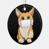 Hundegeschenk | Corgi Wear Face Mask Keramik Ornament (Links)