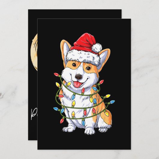 Hundegeschenk | Corgi Weihnachtsbaum Lichter Weihn Einladung (Vorne/Hinten)