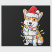 Hundegeschenk | Corgi Weihnachtsbaum Lichter Weihn Geschenkpapier (Flach)