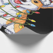 Hundegeschenk | Corgi Weihnachtsbaum Lichter Weihn Geschenkpapier (Ecke)