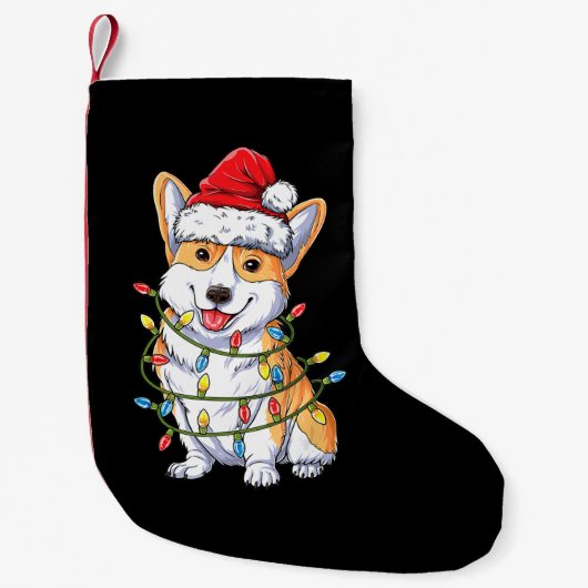 Hundegeschenk| Corgi Weihnachtsbaum Lichter Xmas Kleiner Weihnachtsstrumpf (Vorderseite)