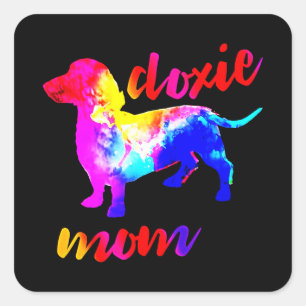 Hundegeschenk   DACKEL DACKEL MAMA Quadratischer Aufkleber