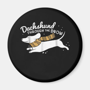Hundegeschenk Dackel durch den Schnee Magnet
