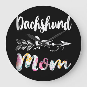 Hundegeschenk Dackel Mama Dackel Blumen Große Wanduhr
