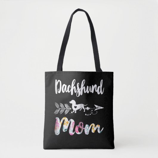 Hundegeschenk | Dackel Mama Dackel Blumen Tasche (Vorderseite)