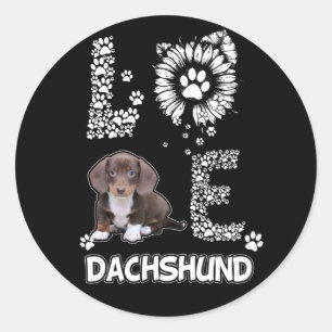 Hundegeschenk   Dackel Schöne Blume Runder Aufkleber