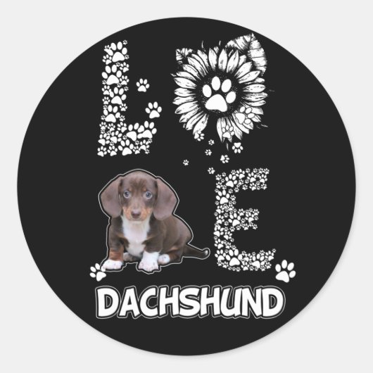 Hundegeschenk | Dackel Schöne Blume Runder Aufkleber (Vorderseite)