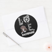 Hundegeschenk | Dackel Schöne Blume Runder Aufkleber (Umschlag)
