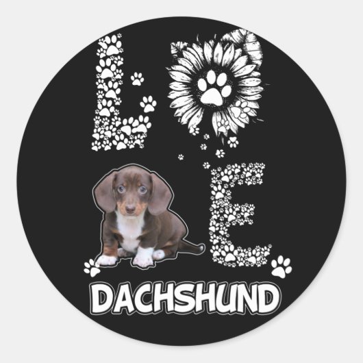 Hundegeschenk | Dackel Schöne Blume Runder Aufkleber (Vorderseite)